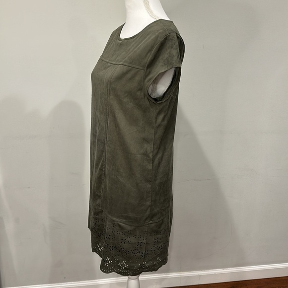 Xhilaration Faux Suede Cutout Dress Army Green with Back Zip Size Medium - Picture 2 of 7